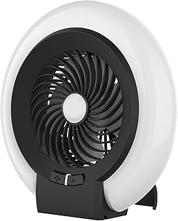 Latarnia kempingowa, ładowana lampa LED z wentylatorem sufitowym, bateria 5200 mAh, wentylator do namiotu z wiszącym haczykiem na kemping, wędrówki, huraganu, burza śnieżna, w nagłych wypadkach, w przypadku awarii (okrągły abażur)