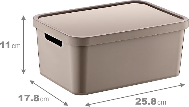 Smartware Set of 4 Stafi Multi-Purpose Lid Box Terra 4.5 LT - BEIGE, Multi-Purpose Lid Box, For Home-Office-Warehouse, Lid Storage Box