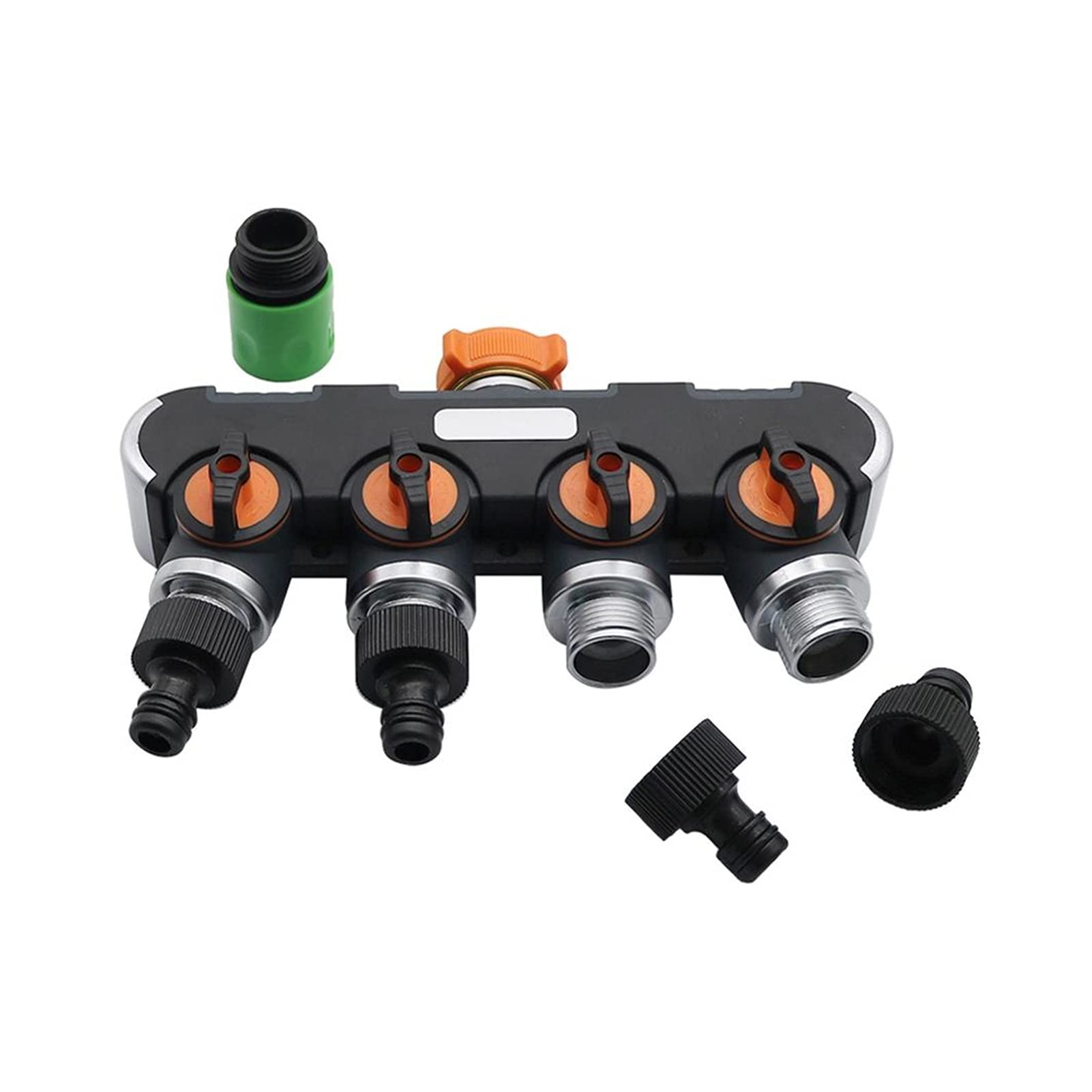 Utility Hose Butt Hose Connector Adapter 1 Piece of 3/4 inch Threaded 4-Way Water Pipe Diverter with Valve Garden Agricultural Irrigation Water Pipe Diverter Faucet Accessories/Black