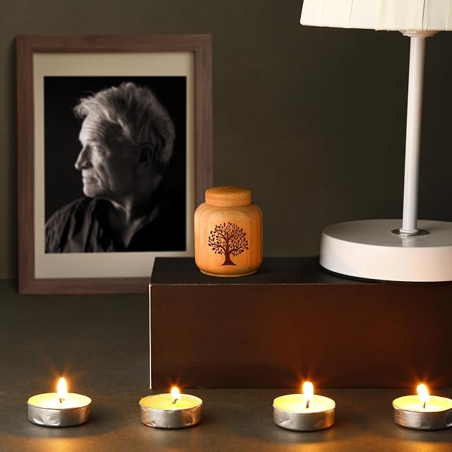 Foto 7 de 7 de HOOMTREE - Juego de 1 urna en Miniatura para Cenizas humanas, urnas pequeñas de bambú para Cenizas con diseño…