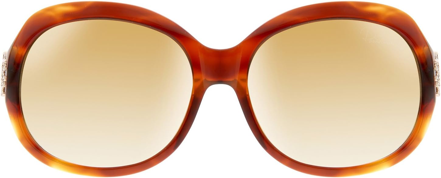 Roberto Cavalli Women's RC529 Round Sunglasses,Blonde Havana Frame/Gradient Brown Lens,one size