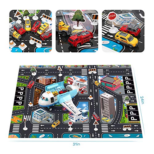 Cute Stone Toy Airplane Plane Toy With Smoke, Sound And Light, Fricton Powered Airplane With Mini Cars, Birthday Gift For Boys And Girls #TOP1