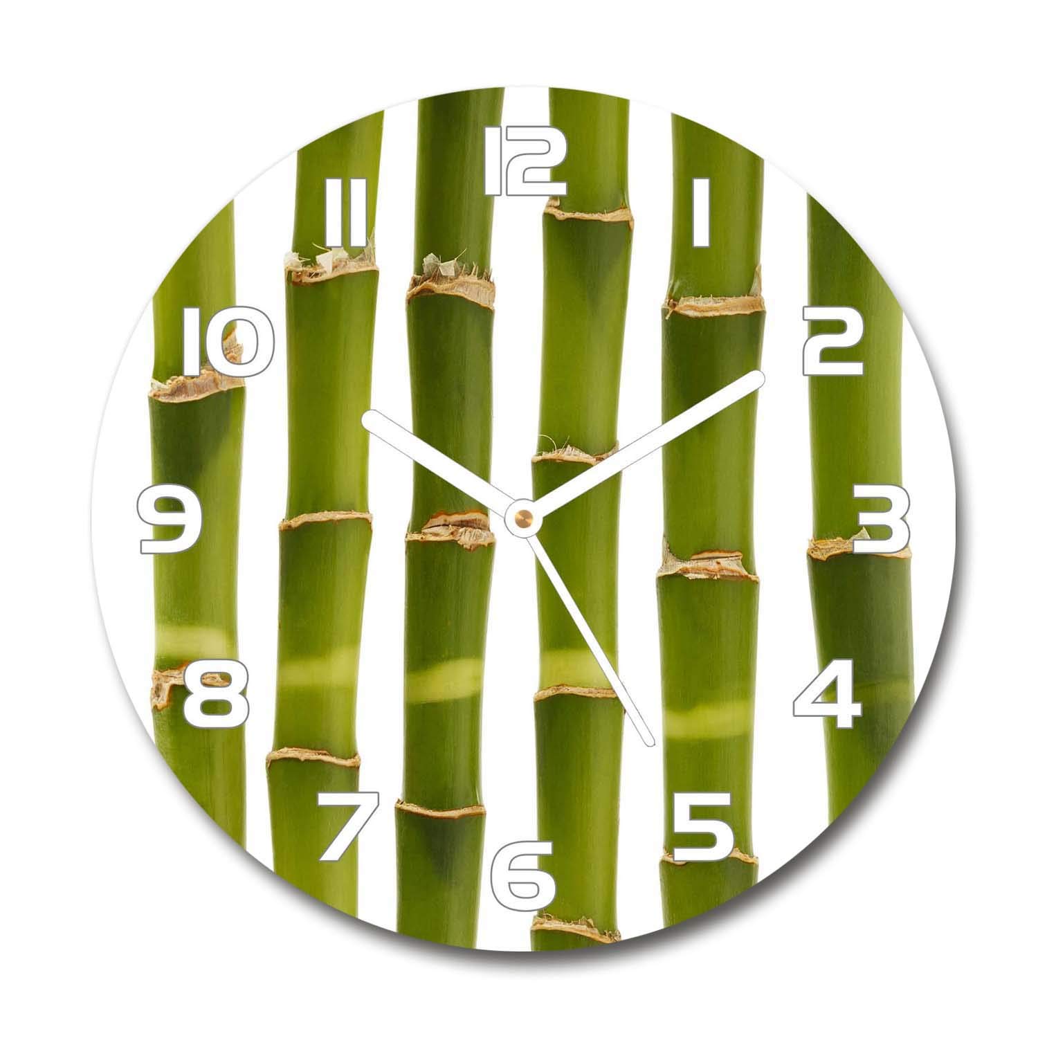 Tulup Glasuhr ⌀ 30cm - weißen Zeigern - Wanduhr Wandkunst Bild Gehärtetem Glas Uhr Echtglas Küche Wohnzimmer - Bambus