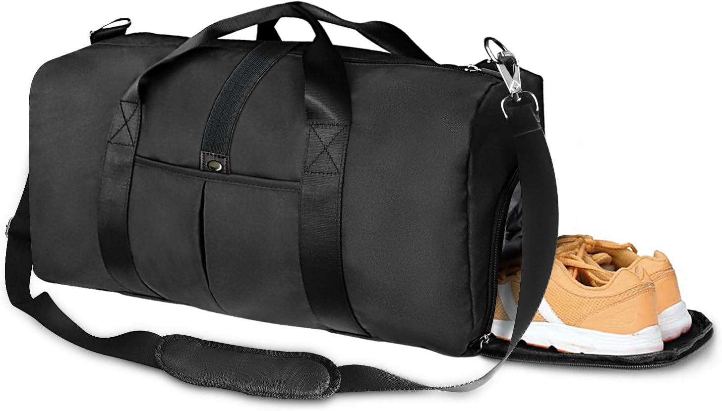 Sports Gym Bag with Shoes Compartment and Wet Pocket, 27L Travel Duffle Bag for Men and Women