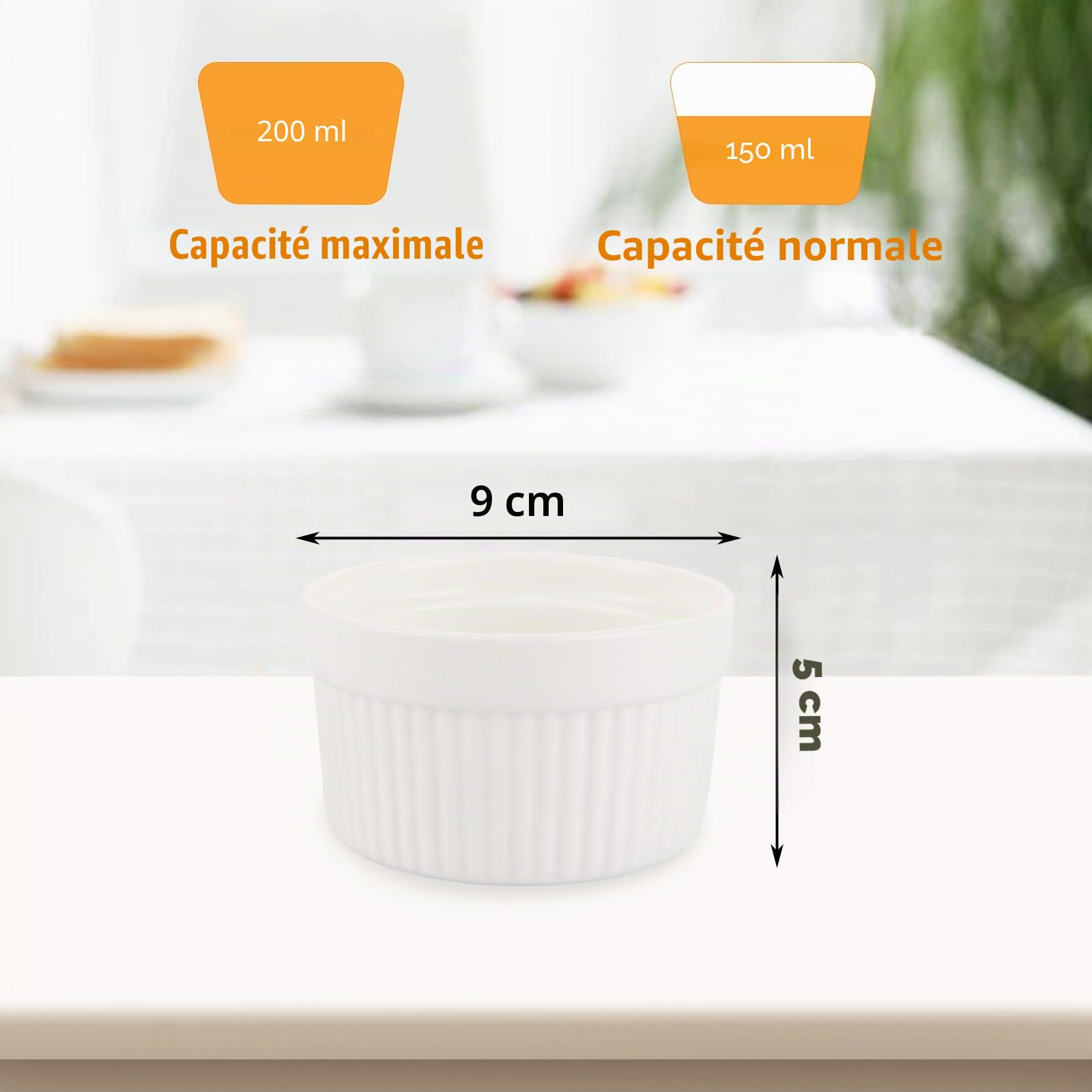 Lot de 12 ramequins à soufflé en céramique - Passent au four - 200 ml - Pour crème brûlée - Mini ramequins en porcelaine multicolore pour desserts, muffins