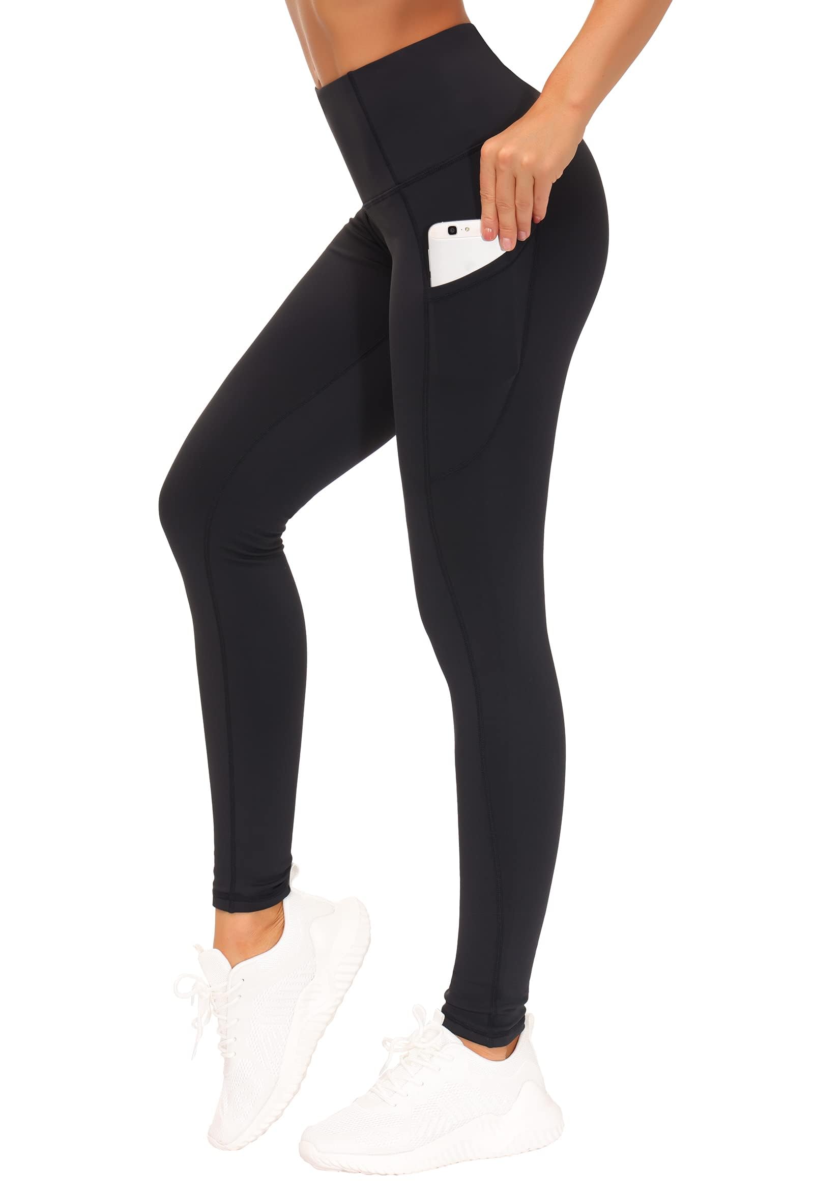 THE GYM PEOPLE Thick High Waist Yoga Pants with Pockets, Tummy Control Workout Running Yoga Leggings for Women