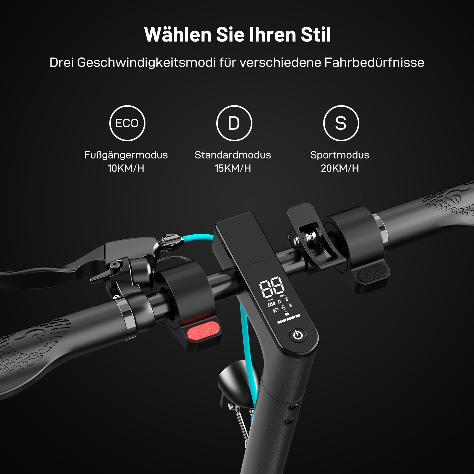RCB E-Scooter mit Straßenzulassung (ABE), Elektroroller, 8,5-10 Zoll, 7,8Ah-11.4Ah Akku, 400W Motor, 23-40 km Reichweite, Faltbarer e Roller, APP-Steuerung, Doppelbremse, Doppelstoßdämpfer