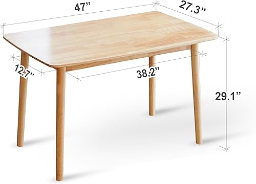 Miniatura 2 de Livinia Aslan Mesa de comedor rectangular de madera de roble malayo de 47 pulgadas, escritorio de cocina de madera maciza (roble natural)