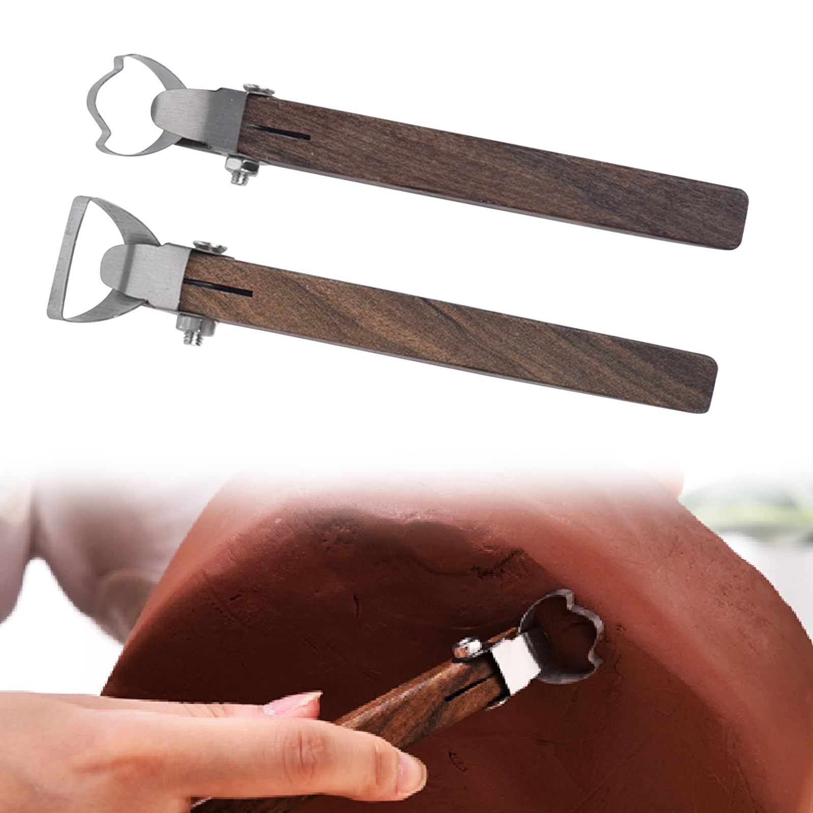 Kit Per Modellare Argilla - Set Di 6 Strumenti Con Manico In Legno Per Ceramica E Scultura - Foto 3