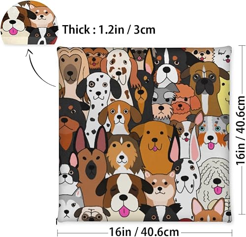 Miniatura 3 de Bardic Chair Cushion 1 Pack Cute Doodle Dog Memory Foam Seat Cushion Dog Print Animal Removable Square Chair Pads for Kitchen Dining Office Chairs