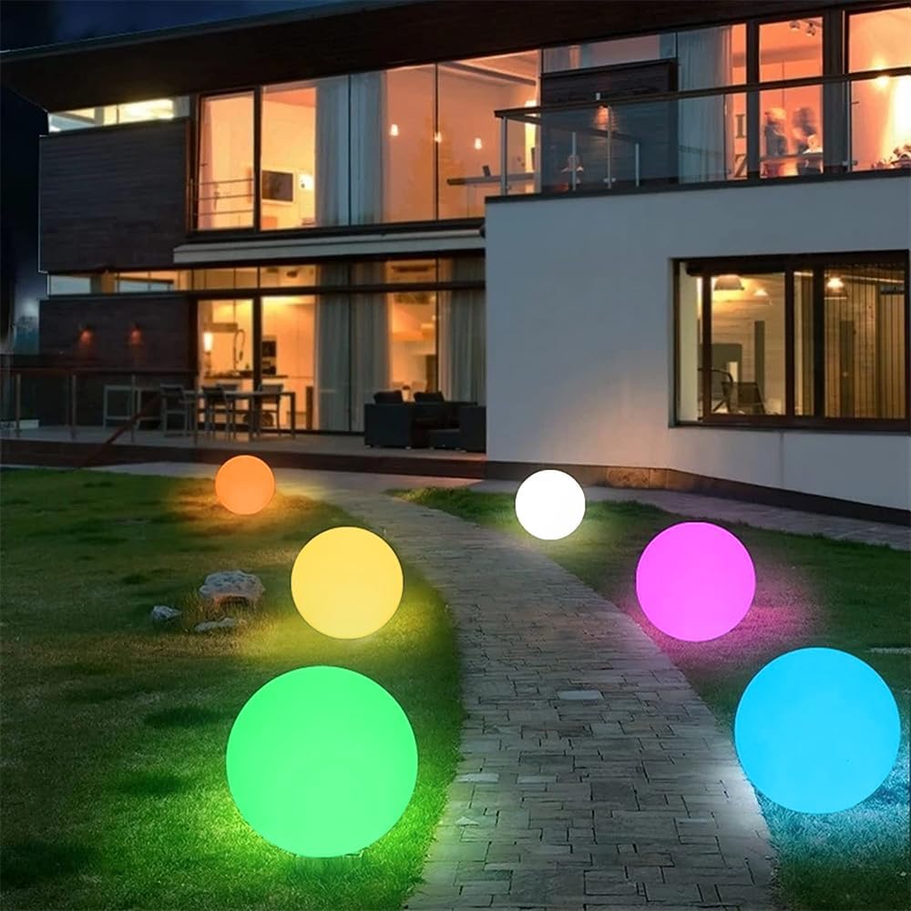 12-inch LED Glowing Ball Light w/Remote, LED Globe Orb Night Light Mood Lamp for Adult, Rechargeable Dimmable RGB Color Changing Glowing Orb, Waterproof Light Up Ball for Garden Patio Party Decor