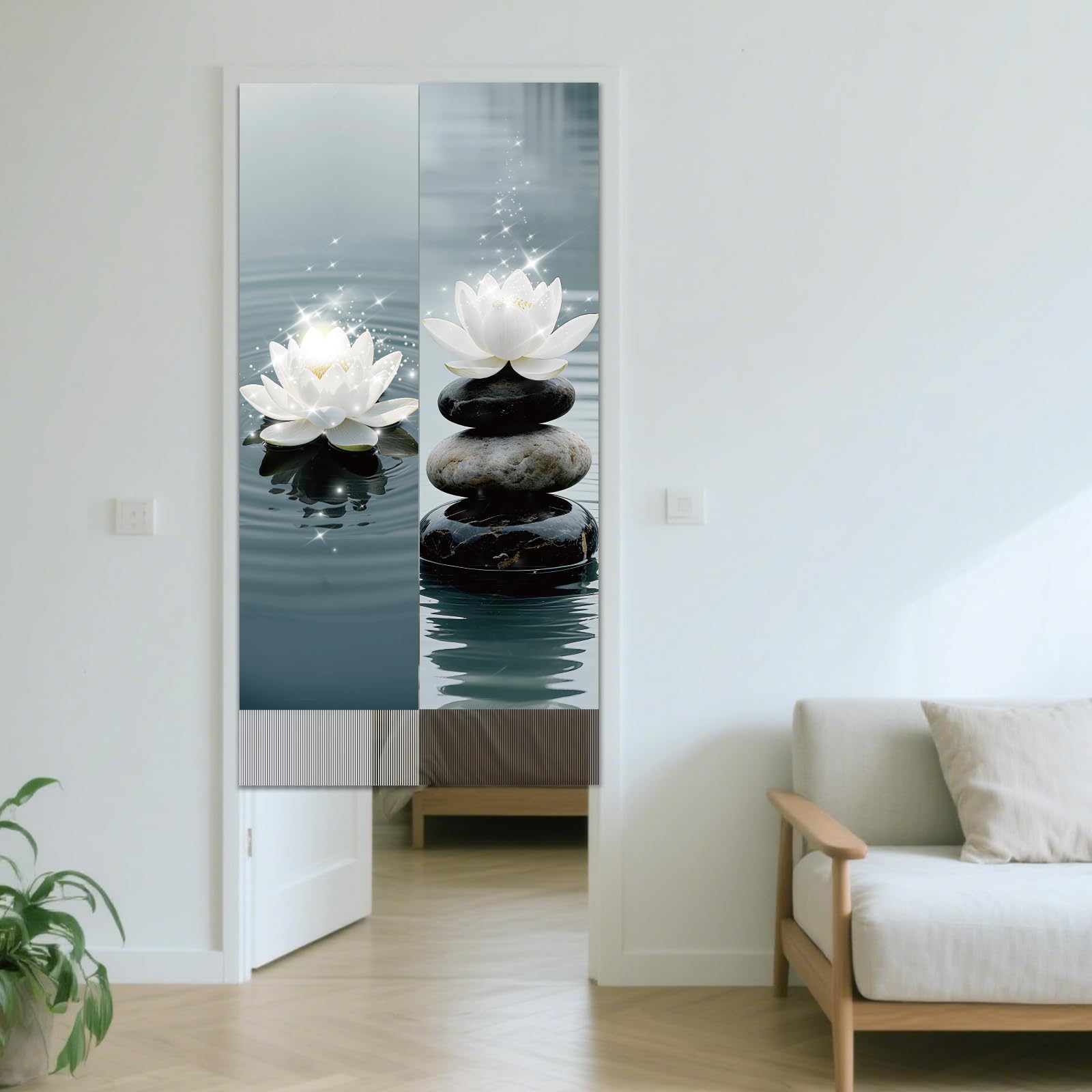 SUPERDANT 2 pz. Arazzo Da Parete Spirituale con Motivo A Loto Glitterato Arazzi Murali con Motivo A Loto per Meditazione Coperta arazzo Lungo Decorazione per casa Soggiorno Appartamento Hotel 130x33cm