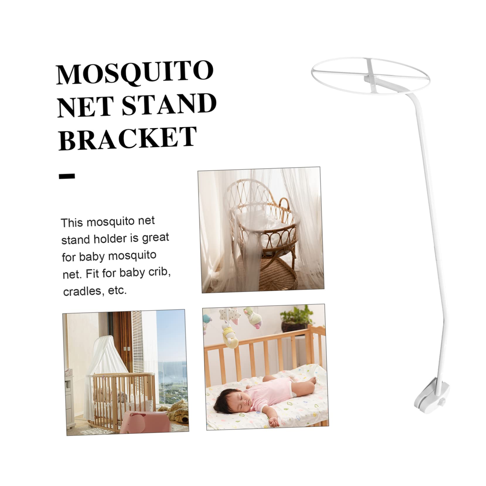 Hohopeti 1set Supporto Per Zanzariera Culla Acciaio Accessorio Per Lettini E Culle Con Clip E Anello Di Supporto Per Rete Mosquito