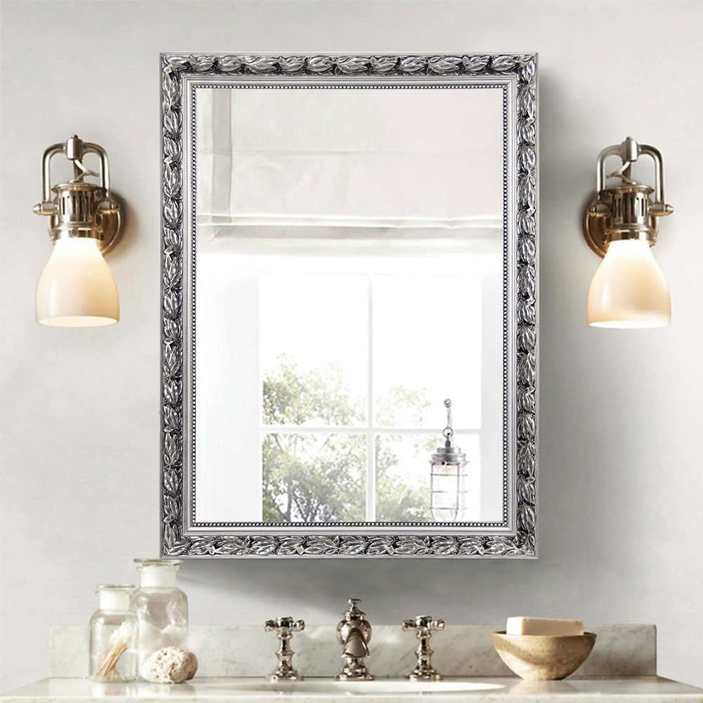 Amazon.com: Vintage Bathroom Mirrors for Wall, Rectangle Silver