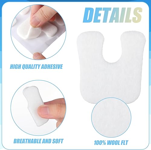 Miniatura 4 de Newcotte 120 cojines de callos en forma de U para la parte inferior del pie, almohadillas de fieltro para pies callosos, almohadillas suaves para