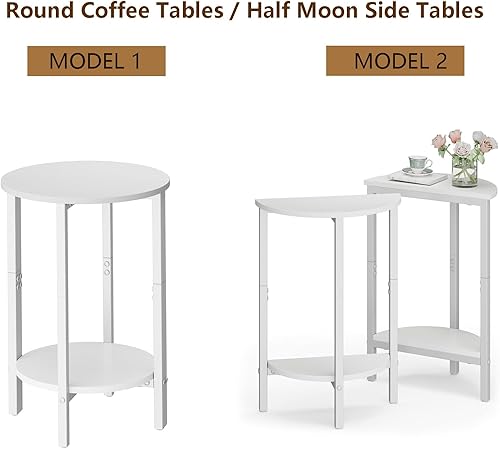 Miniatura 5 de Vagusicc Side Table, Small Round End Table, Set of 2 Half Round Side Table Half Moon Tables, Circle Table Small Round Coffee Table for Living Room,