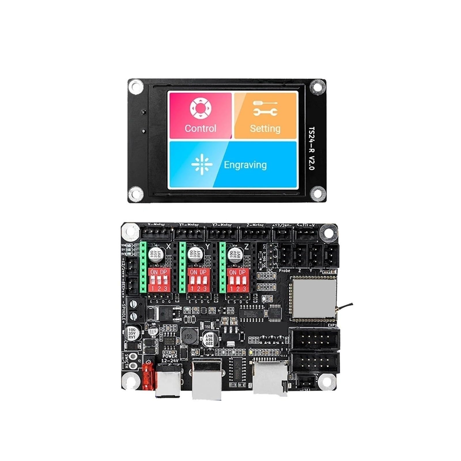 Aixinong1 Placa controladora de grabador láser DLC32 V2.1 de 32 bits, pantalla táctil TFT(TS24-R V2.0)
