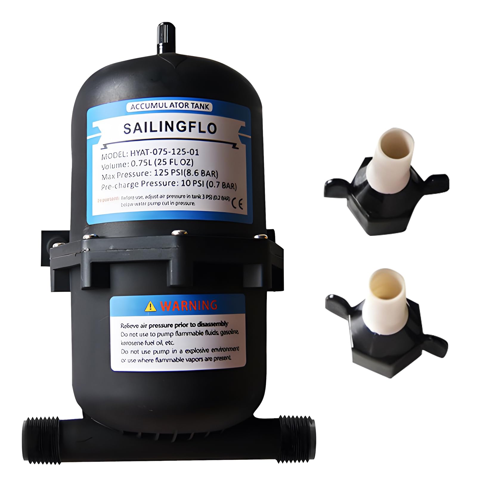 Water Pressure Accumulator Tank – 0.75L Volume, 10PSI Pre-Charge – Quiet Operation, Stabilize Flow, Extend Pump Life for RVs,Marine, and Off-Grid Systems (Black)