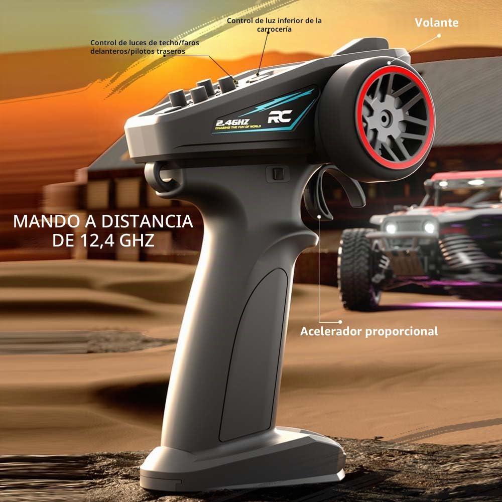 Coche teledirigido sin escobillas, 55 km/h, alta velocidad RC coche para adultos, 1:20, coche de carreras todoterreno, 4WD Drift Racing, 3 pilas (rojo)