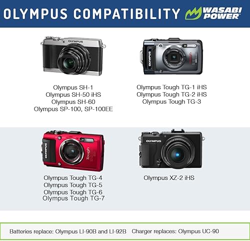 Miniatura 3 de Wasabi Power Batería para Olympus LI-90B, LI-92B y Olympus SH-1, SH-50 iHS, SH-60, SP-100, SP-100EE, Tough TG-1 iHS, Tough TG-2 iHS, Tough TG-3,