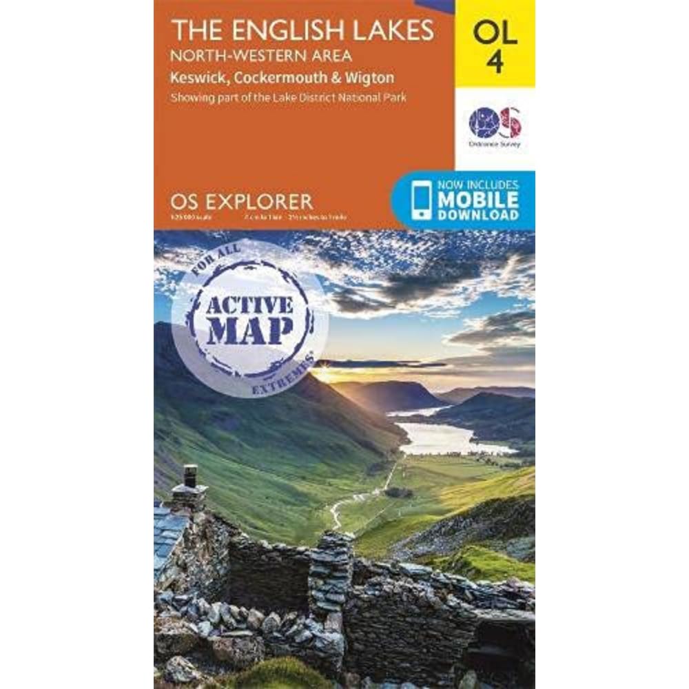 The English Lakes: North-Western Area Map | Weatherproof | Keswick, Cockermouth & Wigton | Ordnance Survey | OS Explorer Active Map OL4 | England | Walks | Hiking | Maps | Adventure