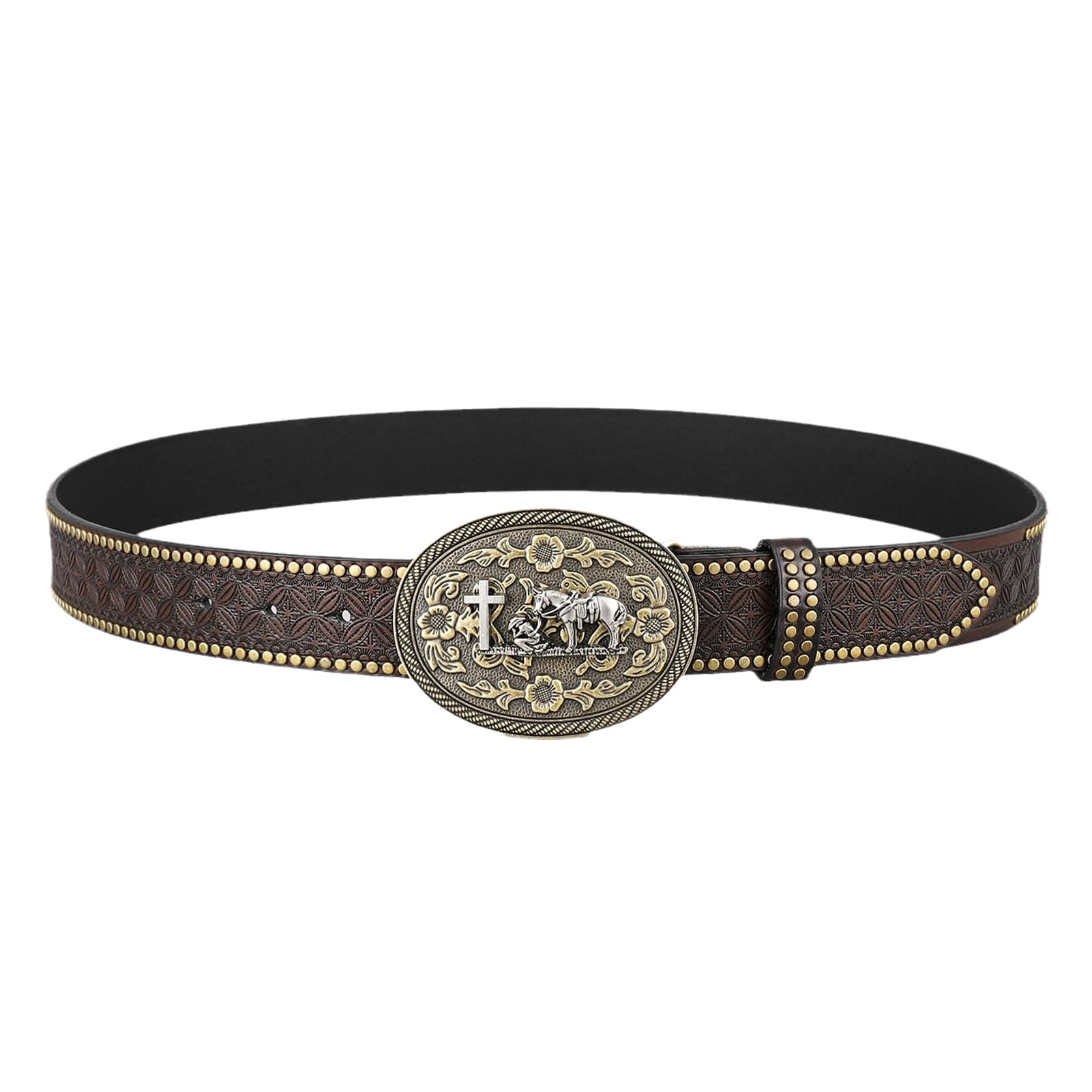 Fibbia Cintura Western Con Croce Celtica - Finitura Antique Silver - Metallo Uomo