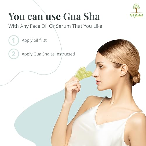 Miniatura 4 de STARR - Herramienta de masaje 100  Xiuyan Jade Gua Sha masajeador facial reduce la hinchazón herramientas faciales Gua Sha que promueve el flujo