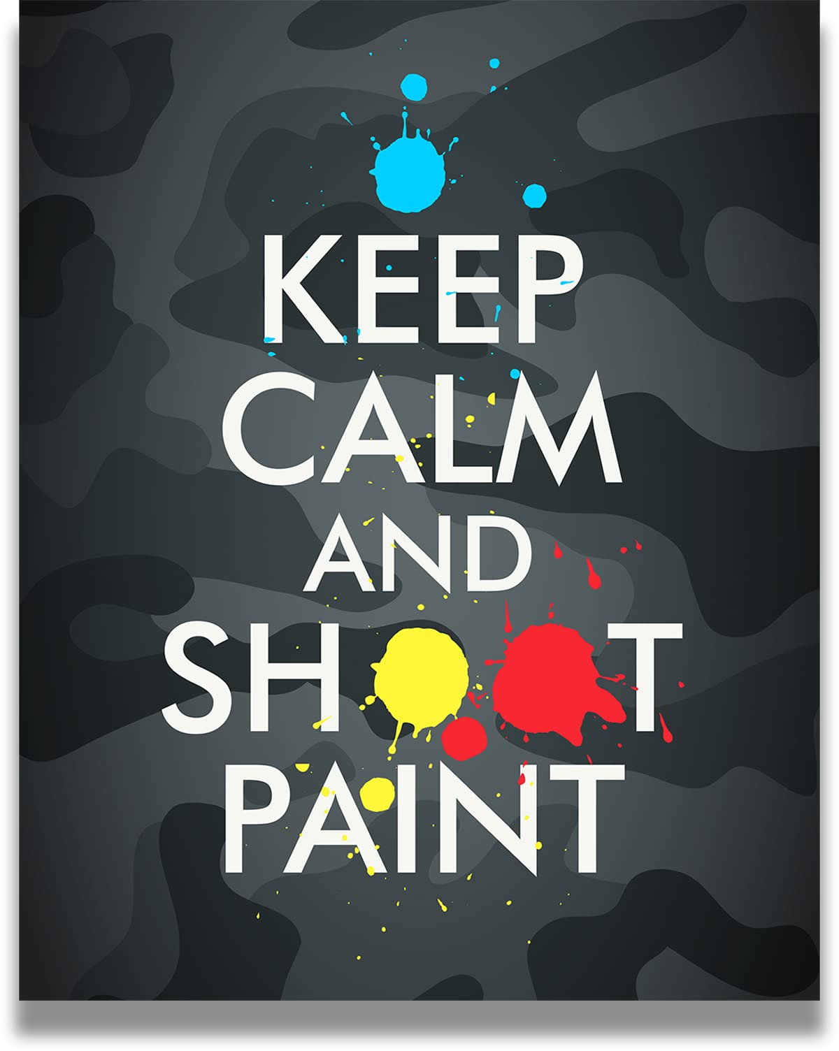 Keep Calm and Shoot Paint - Paintball Wall Art - Gift for Paintball Fans - Paintballer Wall Decor - Color Pop Art - Paintball Party Decorations - Boys Bedroom Wall Art - 8x10 unframed print