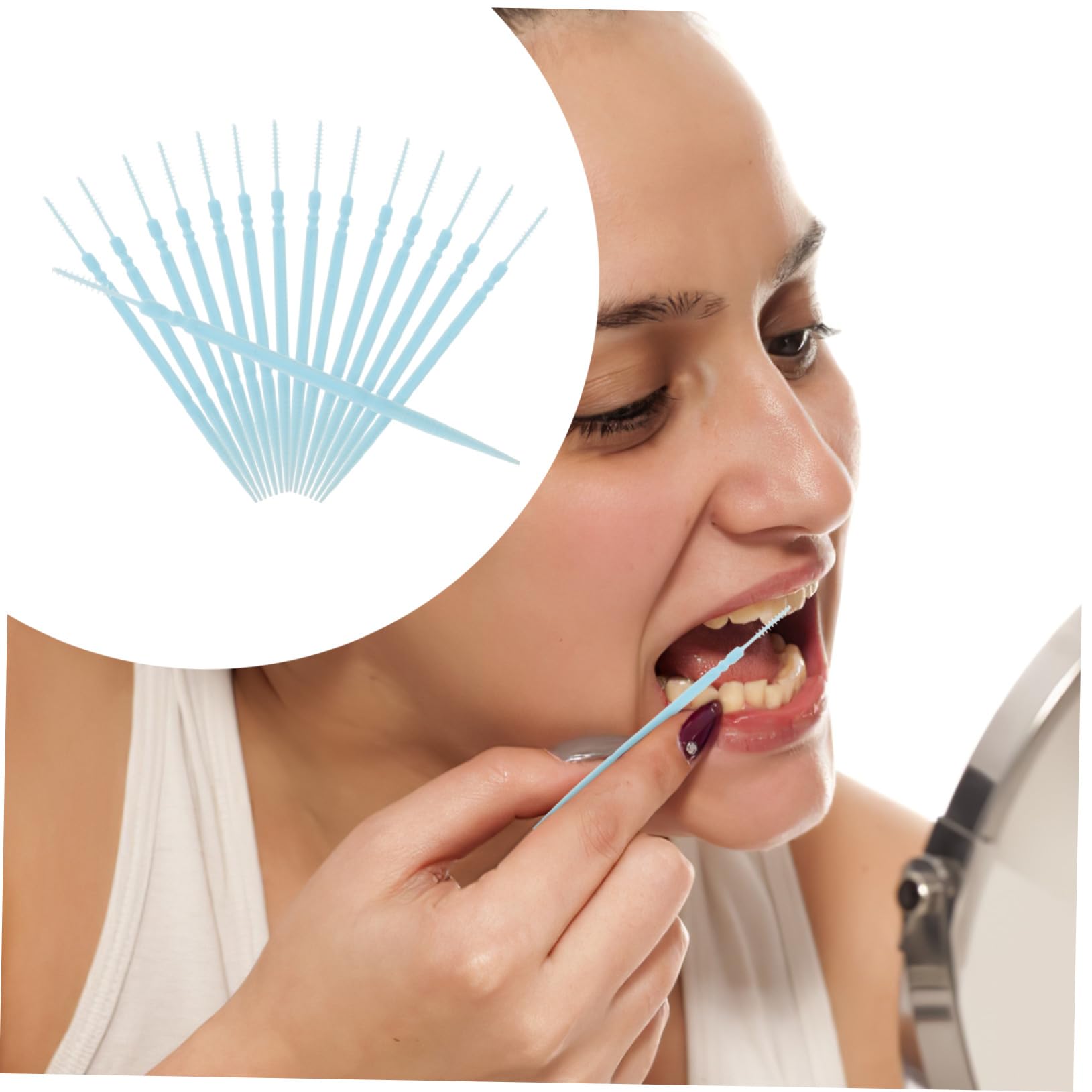 TOPBATHY Palillos de Dientes de Doble Punta 1060 Piezas Azul, Palillos de Limpieza Ecológicos de Grado Alimenticio, Herramienta Interdental para Cuidado Bucal Familiar, Desechables