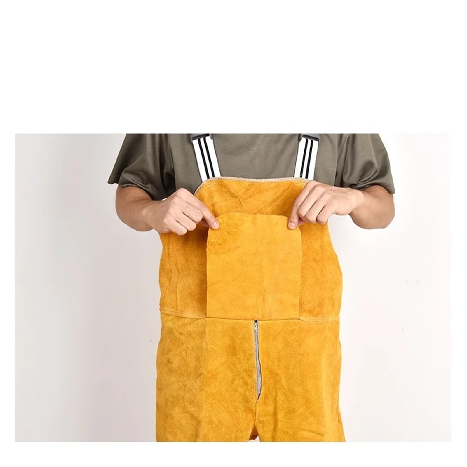 Delantal de soldador, Ropa de soldadura Mono de seguridad general Cuero protector Retardante de llama Correa de soldador(Brown,L)