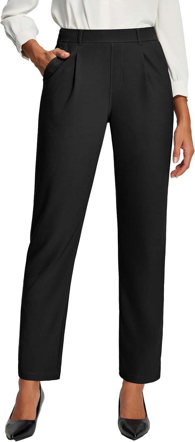 IUGA Women's Work Pants High Waisted Pull On Dress Pants Business Casual Trousers Office Stretchy Slacks with Pockets