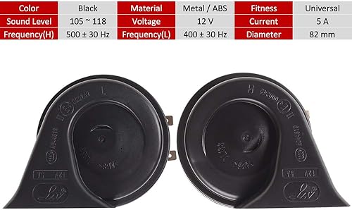 Miniatura 3 de Evermotor Bocina de coche universal de 12 V para motocicleta, camión, carrito de golf, ciclomotor, scooter, ATV 118 dB caracol con marca electrónica