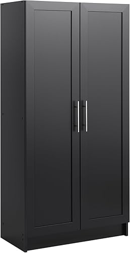 Prepac Elite Storage, baño, armario de despensa con 3 estantes, 16.5 pulgadas de profundidad x 32 pulgadas de ancho x 65 pulgadas de alto, negro