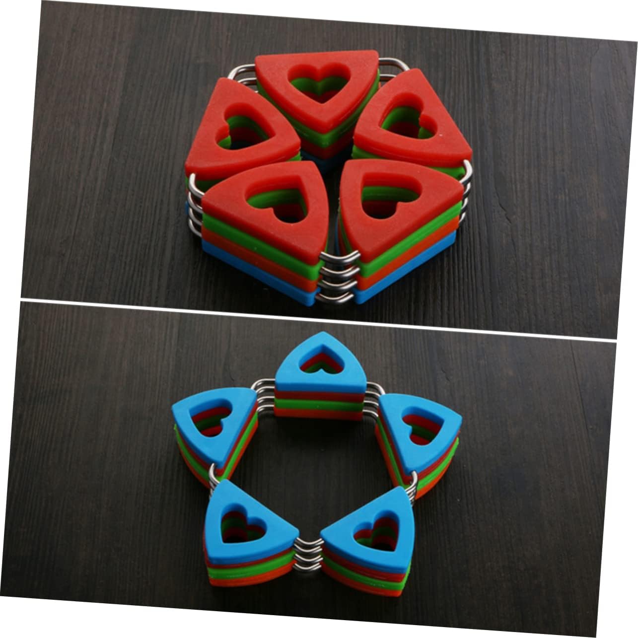 2Pcs Heart Shaped Silicone Insulation Pads Non Slip Flexible Coasters for Hot Dishes Multi Purpose Creative Kitchen Table Mats Orange