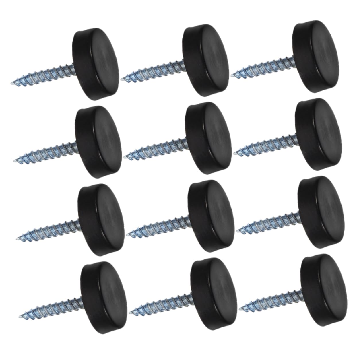 Stainless Steel Mirror Screws Decorative Caps 12 Pcs Black 16mm