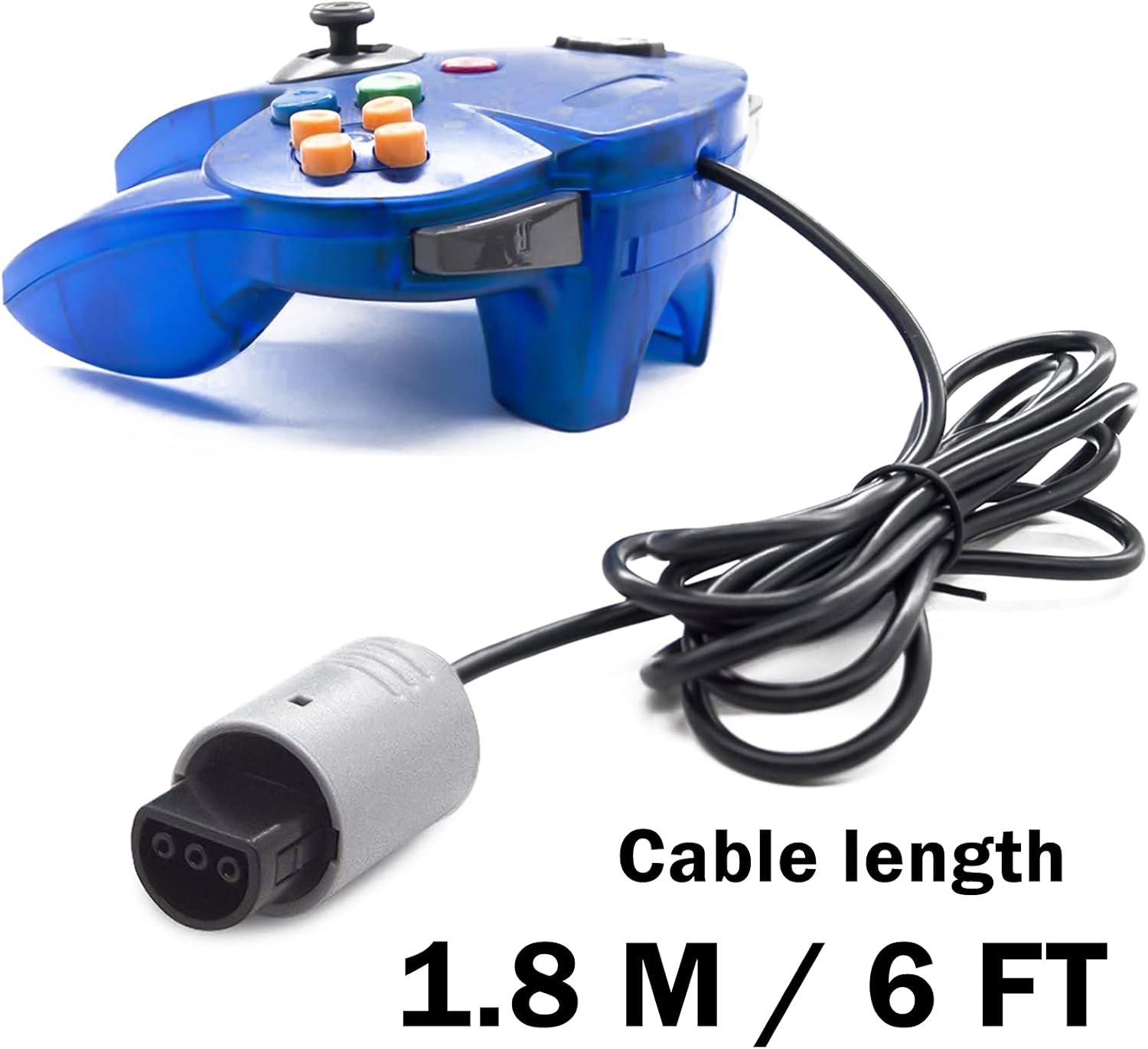 N64 Controller, Classic Wired Controller with Upgraded Joystick for Original Nintendo 64 Video Game Console, Pack of 2 (Sapphire Blue and Jungle Green)