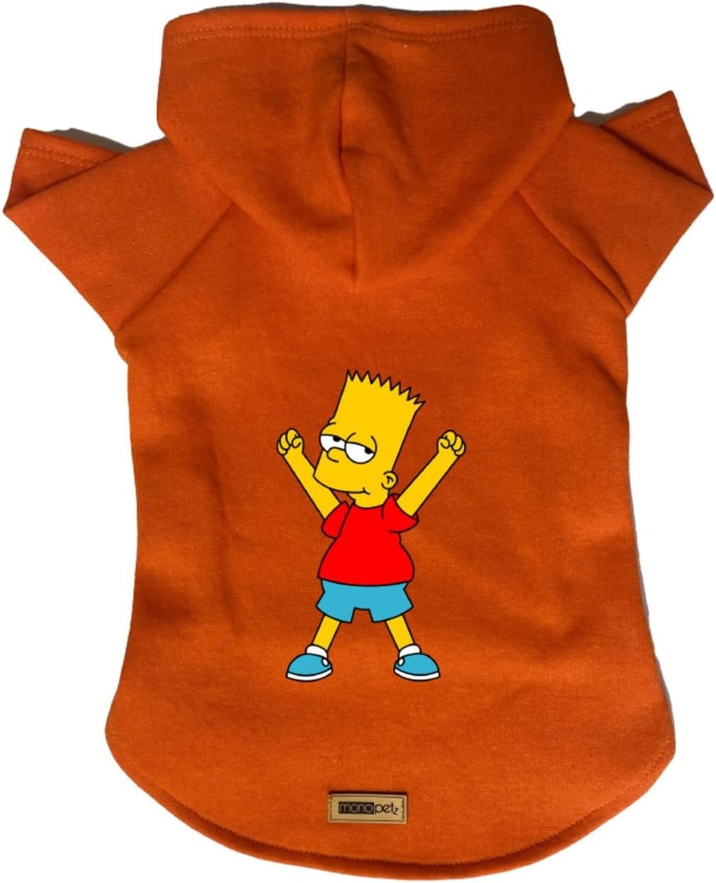 Kapişonlu Polar Sweatshirt Köpek ve Kedi Kıyafeti & Elbisesi Turuncu Bart Simpson M