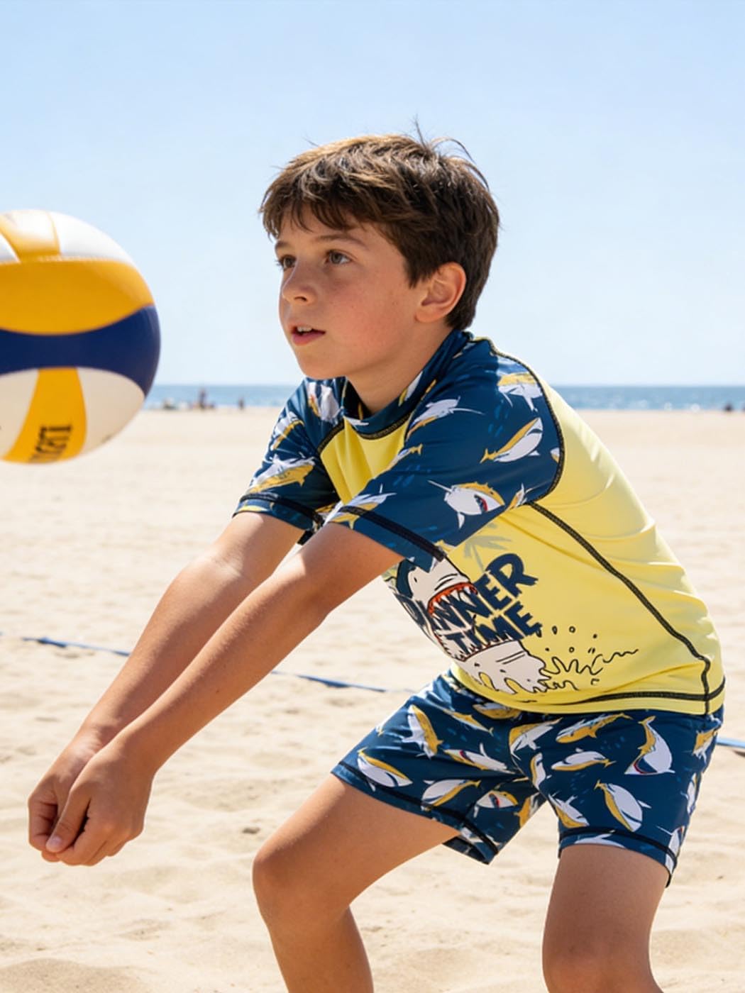 Toddler Boy Dinosaur Swimsuit Beach Quick Dry Swim Set Sun Protection Two Piece Rash Guard Kid Swim Trunks Shirt 4-10Y