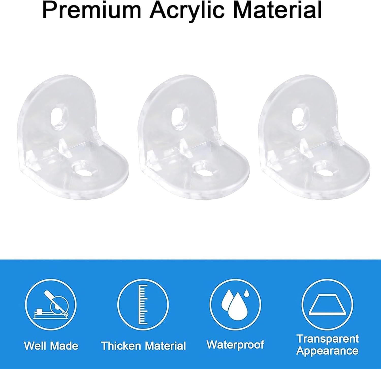 INCREWAY Acrylic L Brackets, 20Pcs Clear Right Angle Bracket, 90 Degree Support Shelf Corner Brace Right Angle Bracket for for DIY Display Box, Transparent