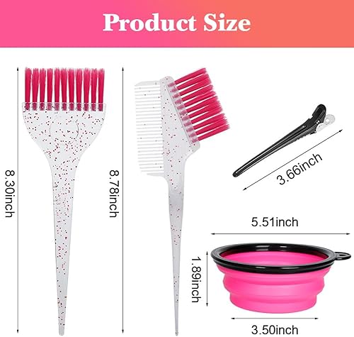 Miniatura 8 de Juego de brochas y cuencos de color para el cabello, 4 piezas de pinceles de color para mezclar, peine de tinte para aplicar tinte de cabello