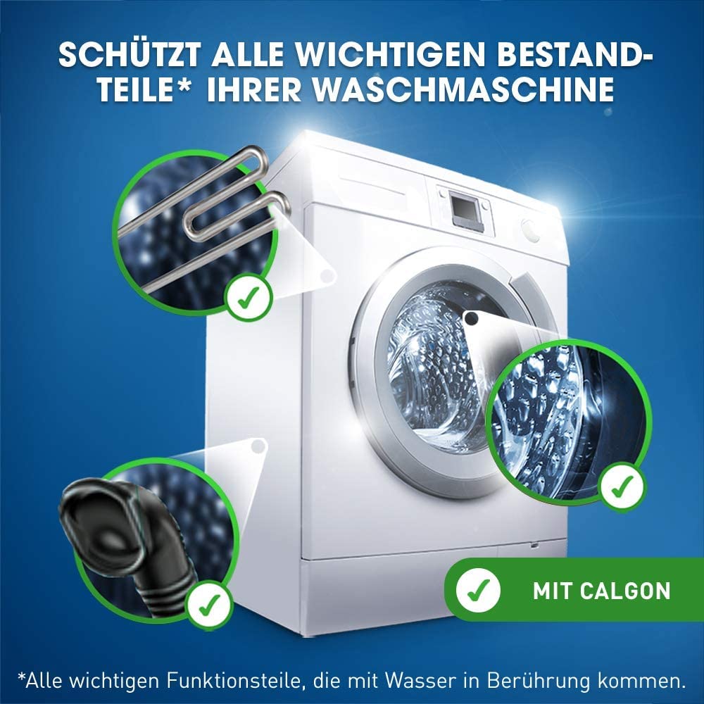 Calgon 4-in-1 Power Pulver – Wasserenthärter gegen Kalkablagerungen, Schmutz und Korrosion in der Waschmaschine – Beugt unangenehmen Gerüchen vor – 4 x 1,3 kg