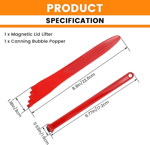 Miniatura 2 de Aifeier ET El kit de herramientas para enlatado incluye 1 removedor de burbujas y 1 elevador de tapa de tarro (rojo)