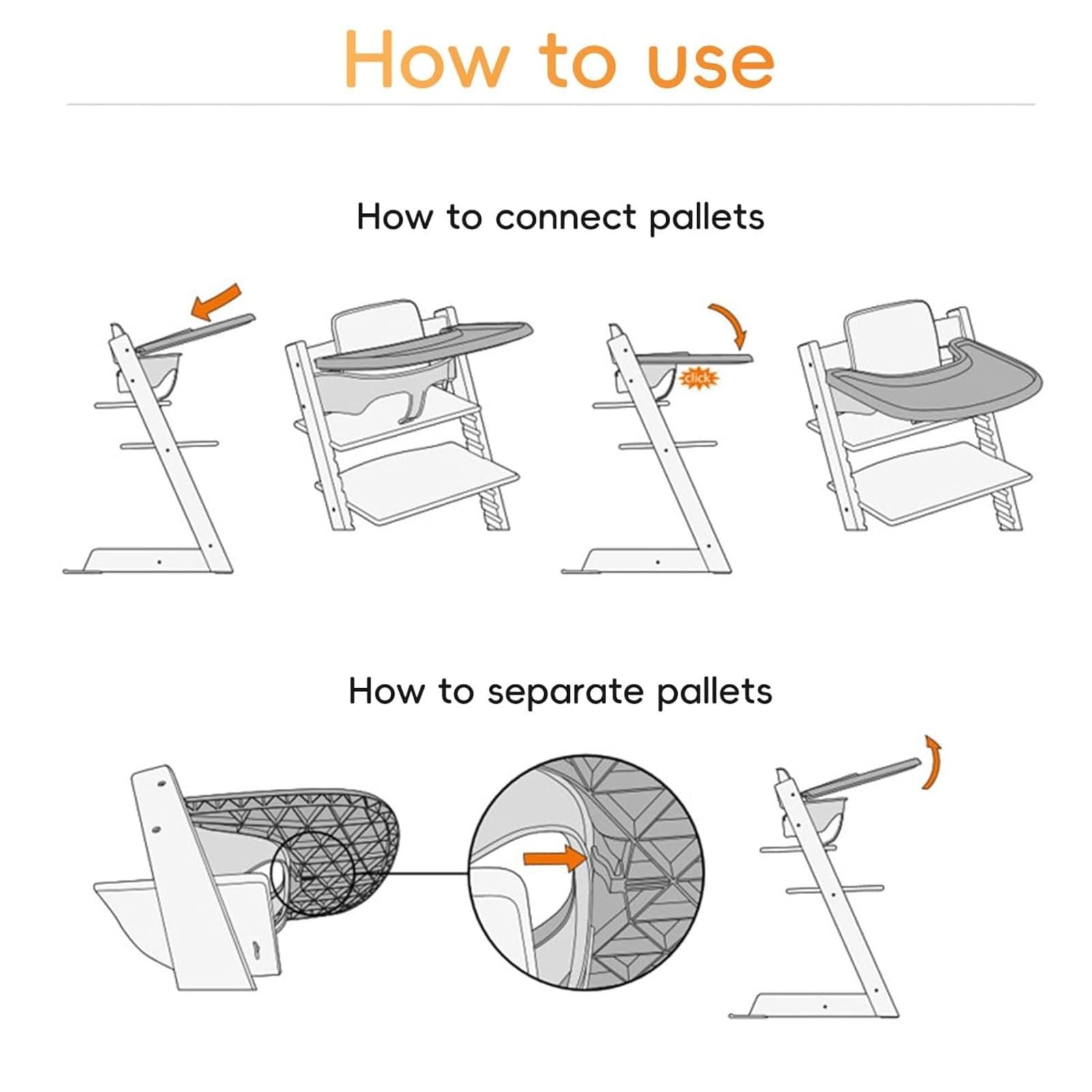 Vassoio per seggiolone Stokke Tripp Trapp, vassoio per seggiolone, set da tavola per seggiolone in PP, accessori per seggiolone, 42 x 42 cm (bianco)