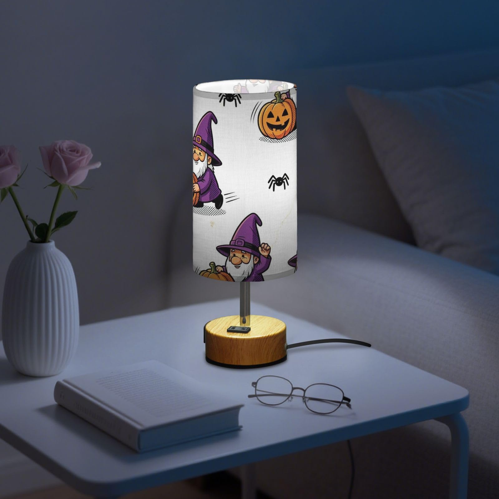 Yuiboo Lampa stołowa z portami USB C+A, lampki nocne