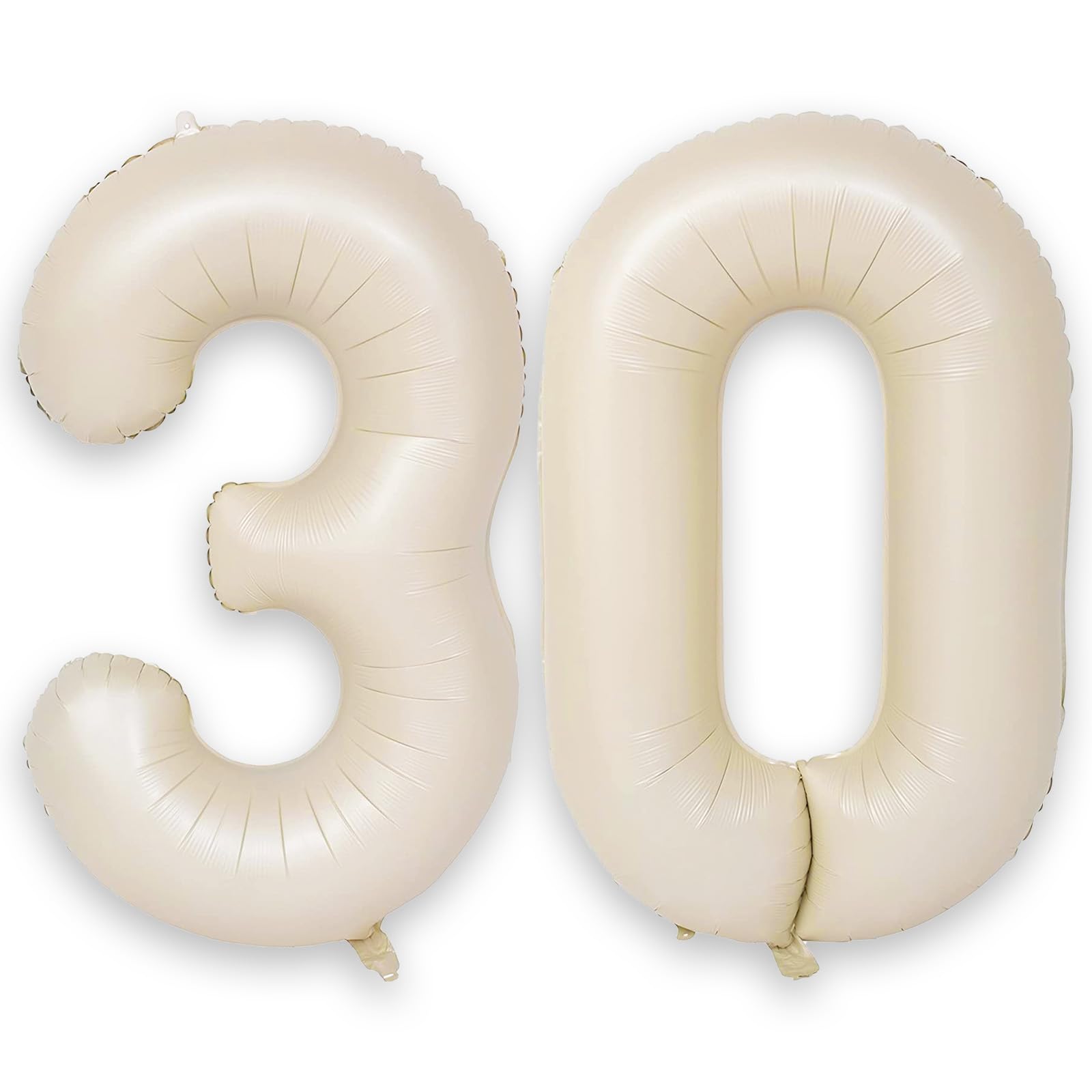 40 Inch Cream Number 30 Balloon, Beige Large Self Inflating Foil 3 &amp; 0 Balloons for Women Men 30th Birthday Decorations 30 Helium Balloon Numbers for 30 Year Old Anniversary Baby Shower Party Supplies