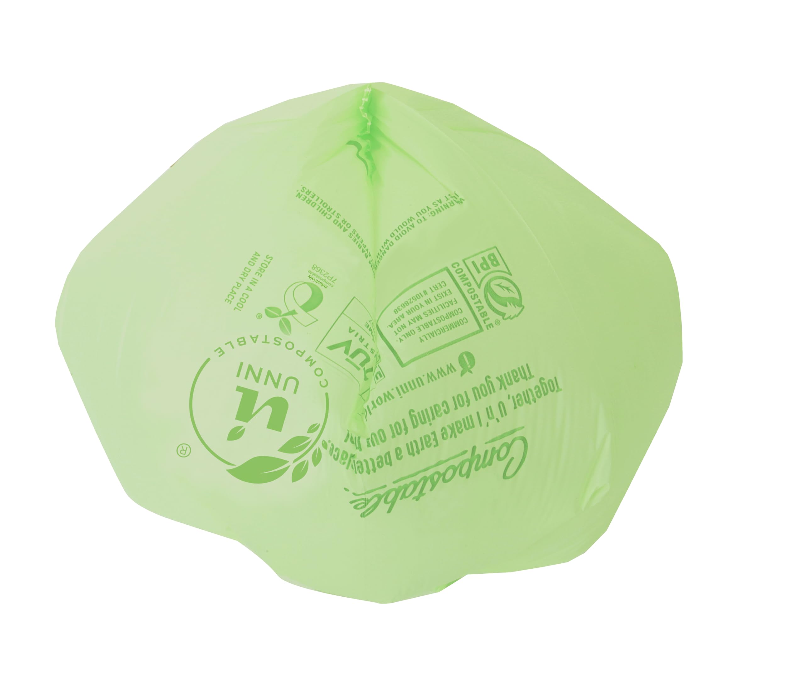 UNNI Bolsas compostables, 20-23 galones, 87 litros, 60 unidades, extragruesas de 1 mil, bolsa de basura para residuos de alimentos, ASTM D6400, US BPI, CMA y Europa OK Compost Home, certificado San