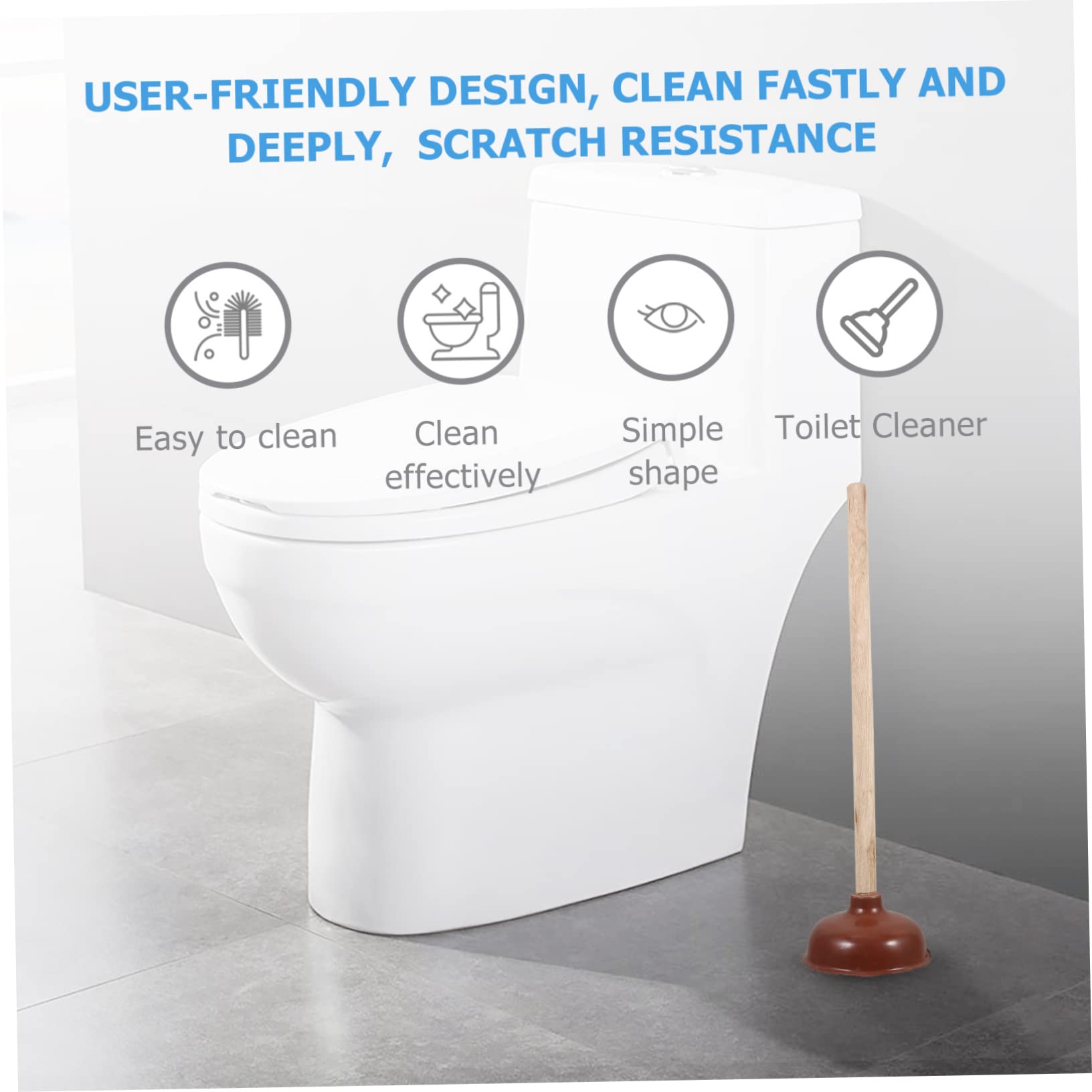 MAGICLULU Desatascador de Inodoro Ventosa de Goma y Mango de Madera, para Eliminar Obstrucciones en Baño y Hogar, Uso Cómodo y Duradero