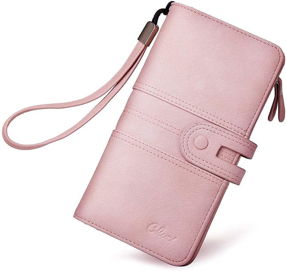 CLUCI Women Wallet Large Leather Designer Card Holder Organizer Long Ladies Travel Clutch Wristlet Brown : Clothing, Shoes & Jewelry