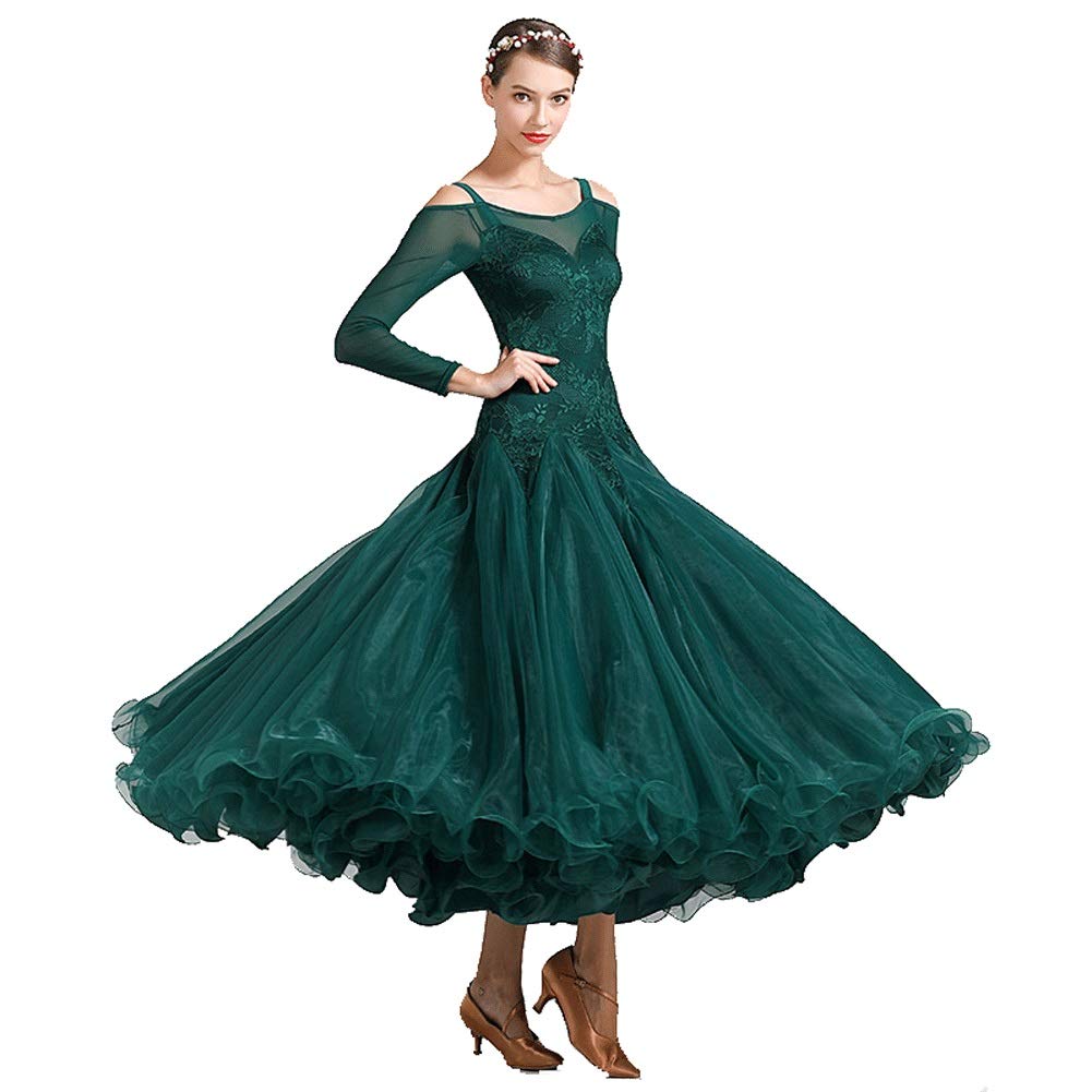 Femmes Valse Moderne Standard Danse Pratique Jupe Flamenco Satin Longue Jupe de Danse Jupe