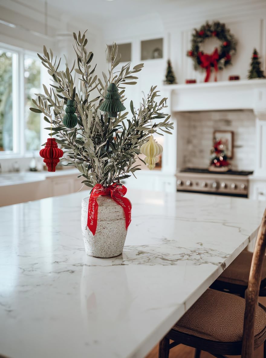 Lot de 21 décorations de fête de Noël en papier nid d'abeille, décorations à suspendre pour sapin de Noël, cloches, boules, lanternes, plafond, mur, décoration d'intérieur